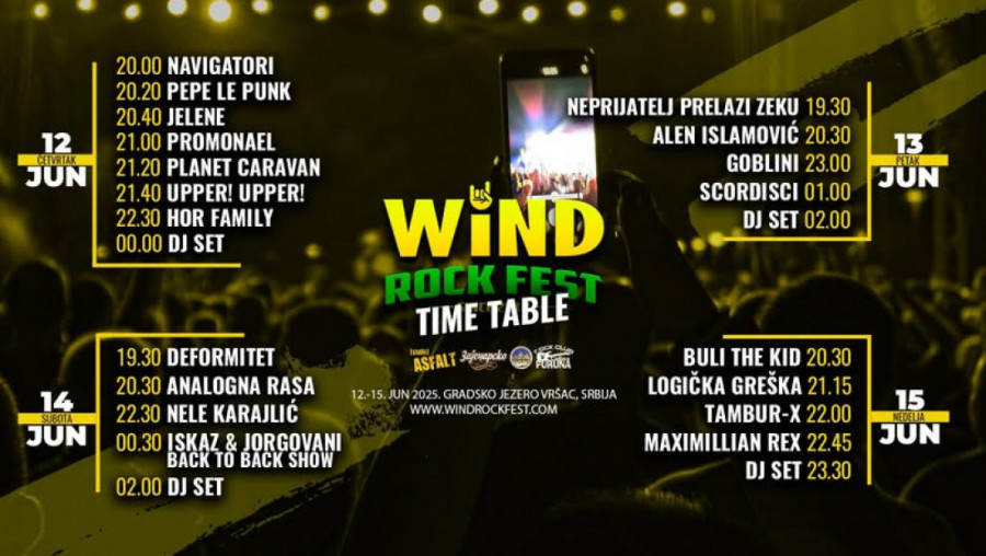 WIND ROCK FEST od 12. do 15. juna u Vršcu