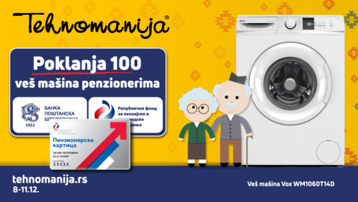 POKLONI ZA ONE KOJI SU NAJVIŠE DALI: 100 veš mašina za penzionere
