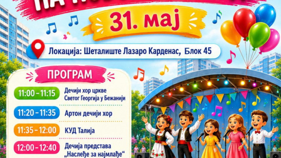PRAZNIK RADOSTI NA NOVOM BEOGRADU u nedelju 31. maja od 11.00 časova