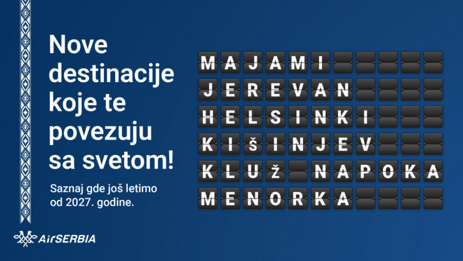 ER SRBIJA UVODI ŠEST NOVIH DESTINACIJA: Letovi i do Majamija u 2027. godini